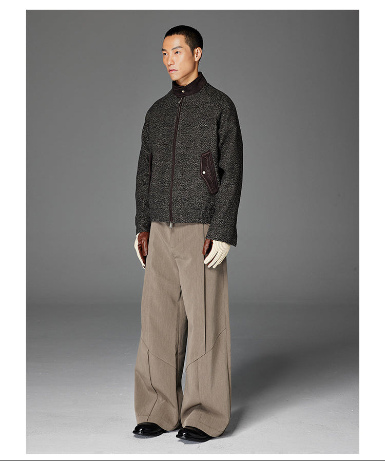 Embroidered Wool Harrington Jacket