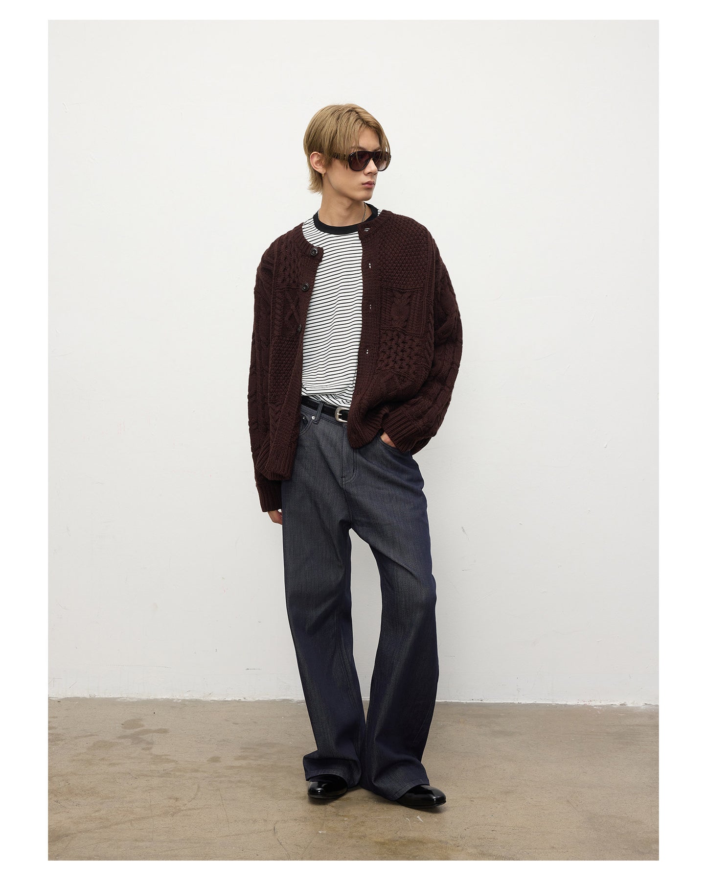 Sheep Wool Cable Knit Button Cardigan