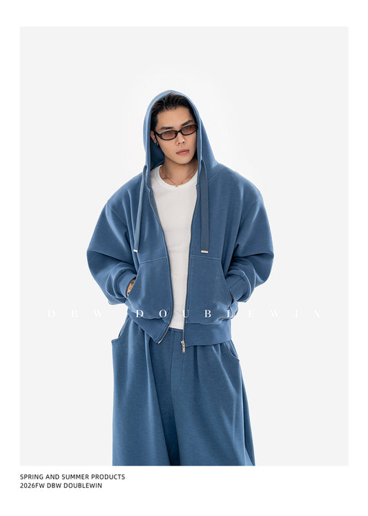 Hooded Sweatshirt Set with Shoulder Pads