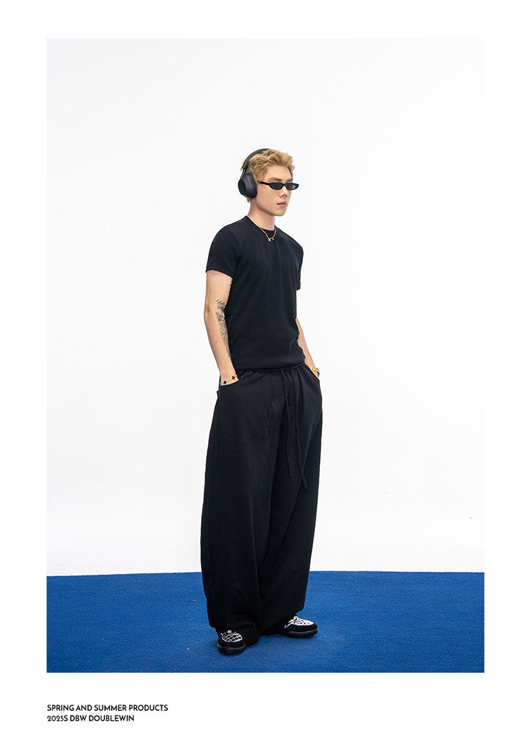 Casual Wide-Leg Sweatpants with Drawstring