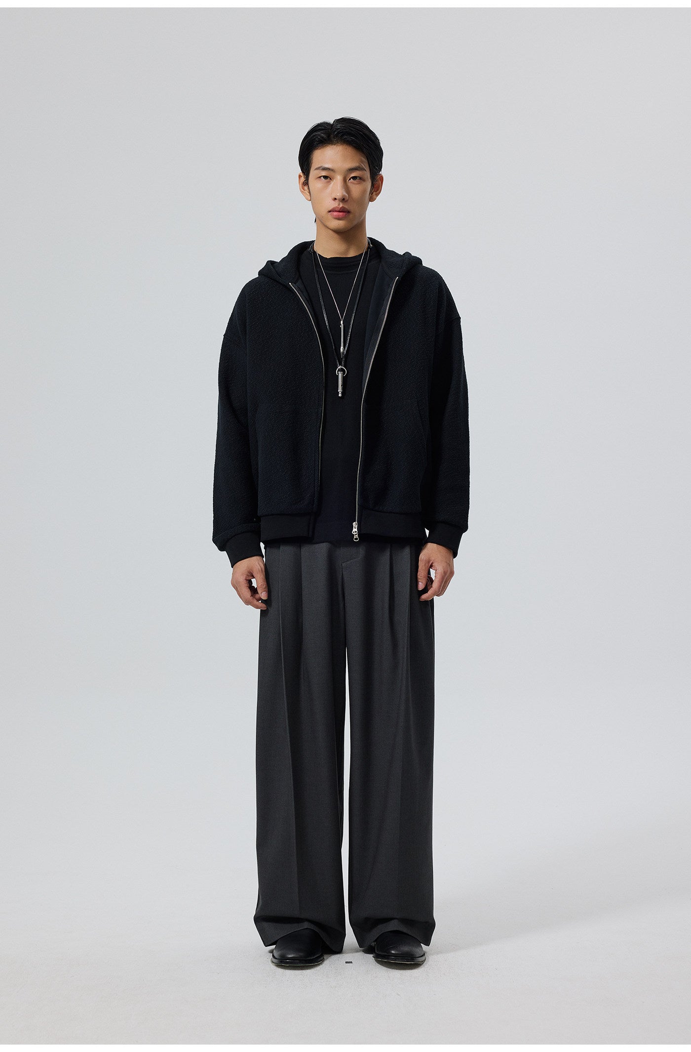 Button-down hooded sweatshirt