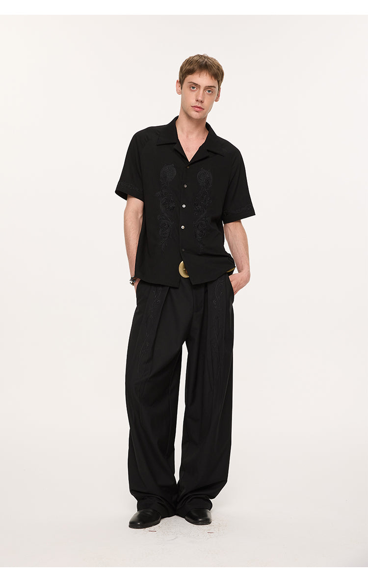 Draped straight casual pants