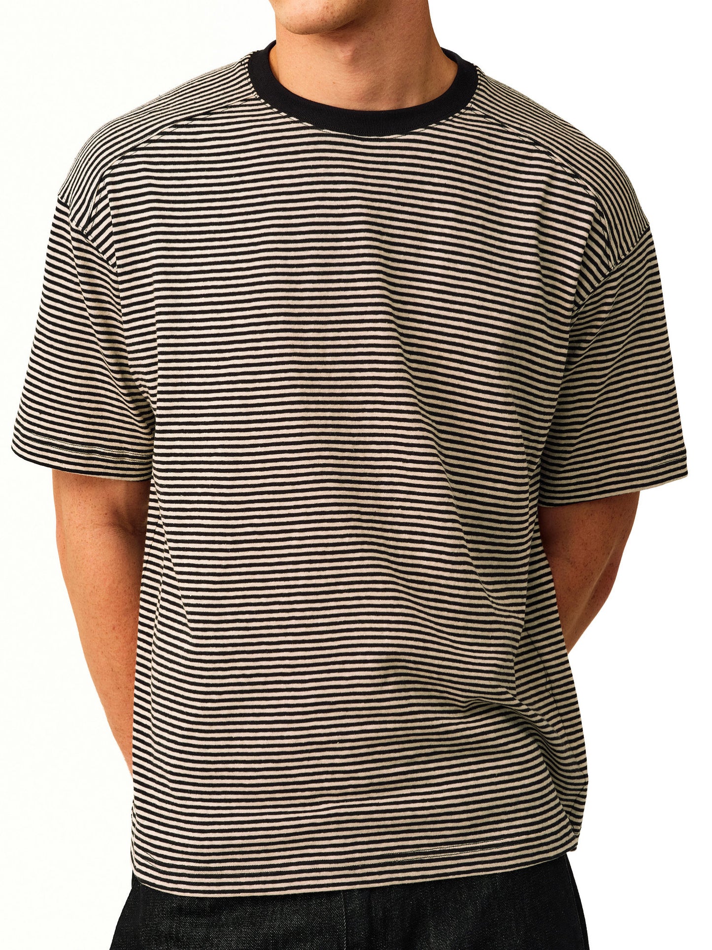 Cotton and Linen Striped T-Shirt