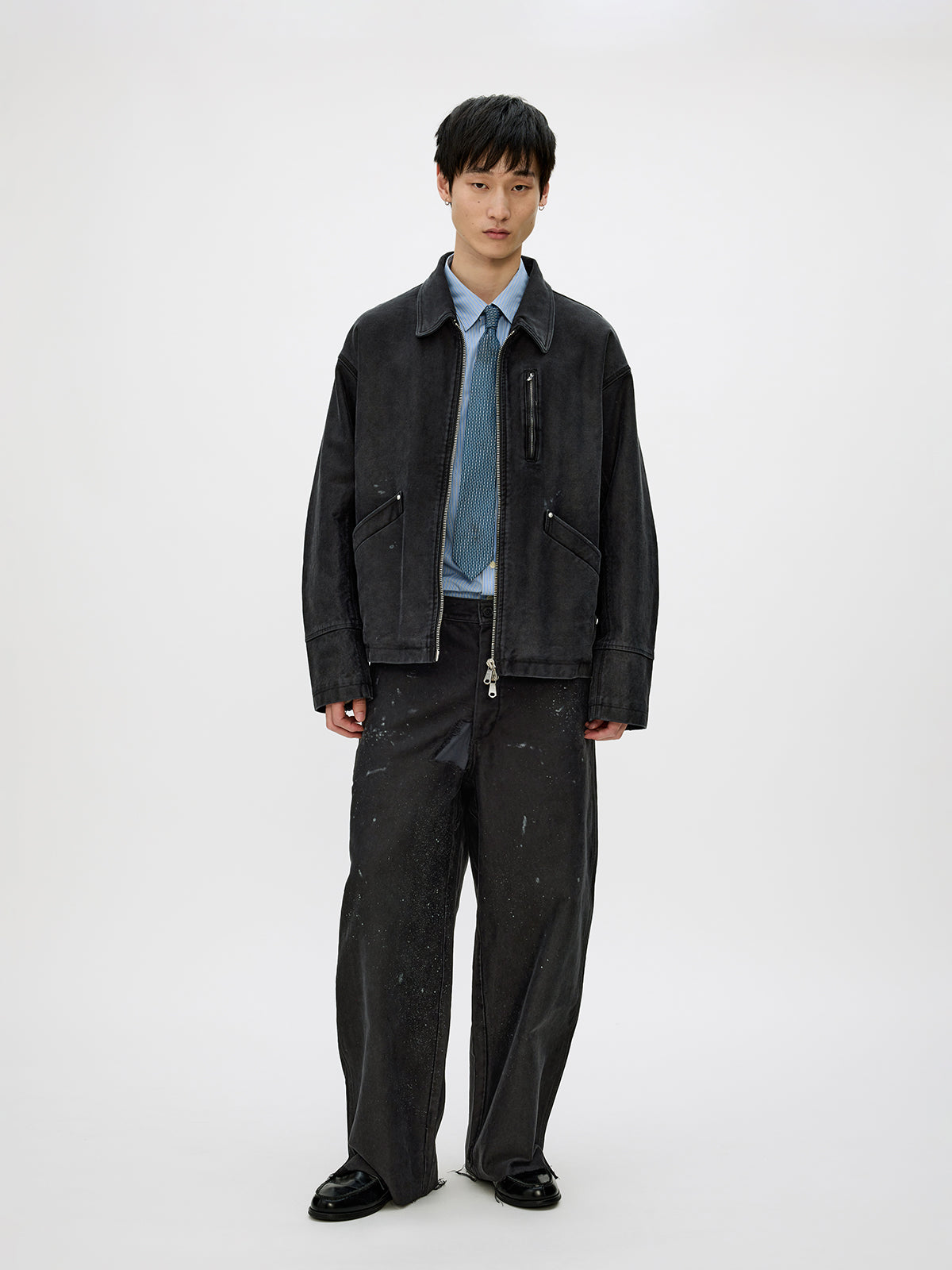 Distressed Zipper Short Jacket