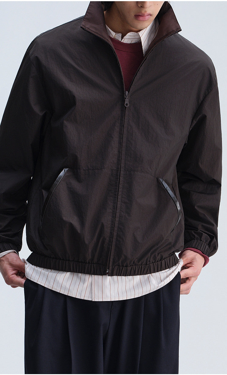 Casual Short Jacket with Stand-Up Collar