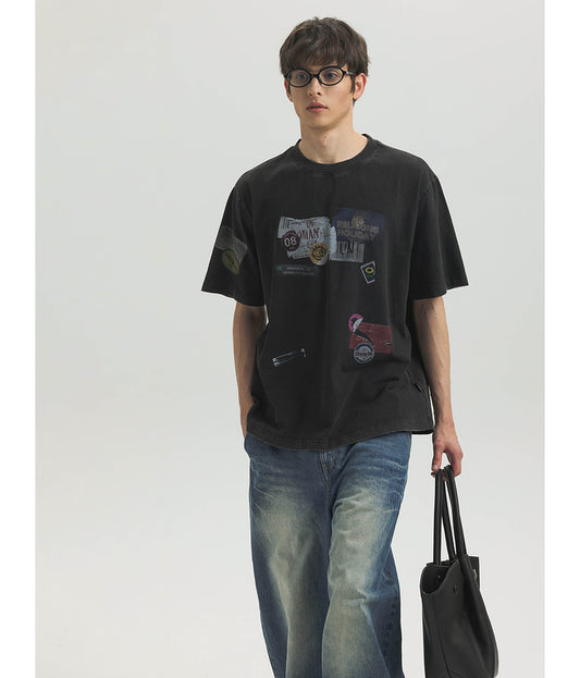 Used collage print T-shirt