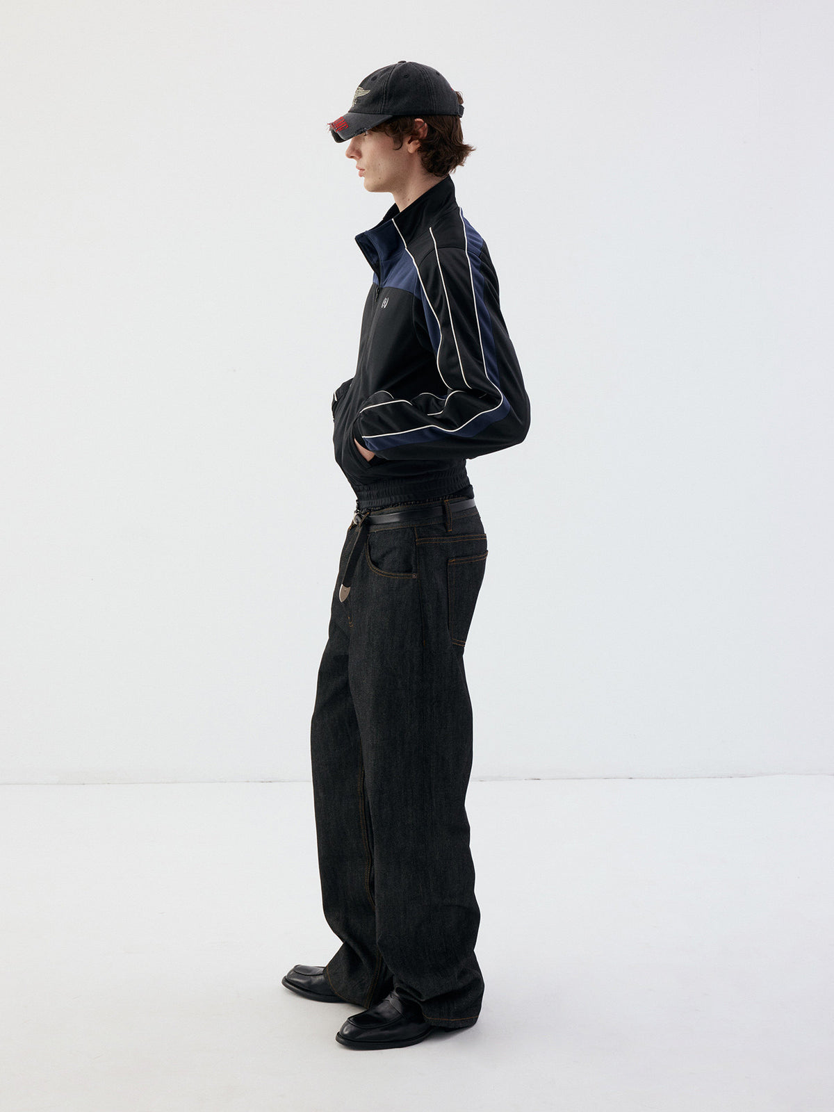 Jacket with a stand-up collar and a zipper