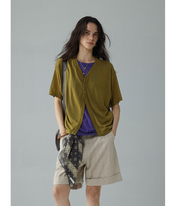 Half-front knit shirt