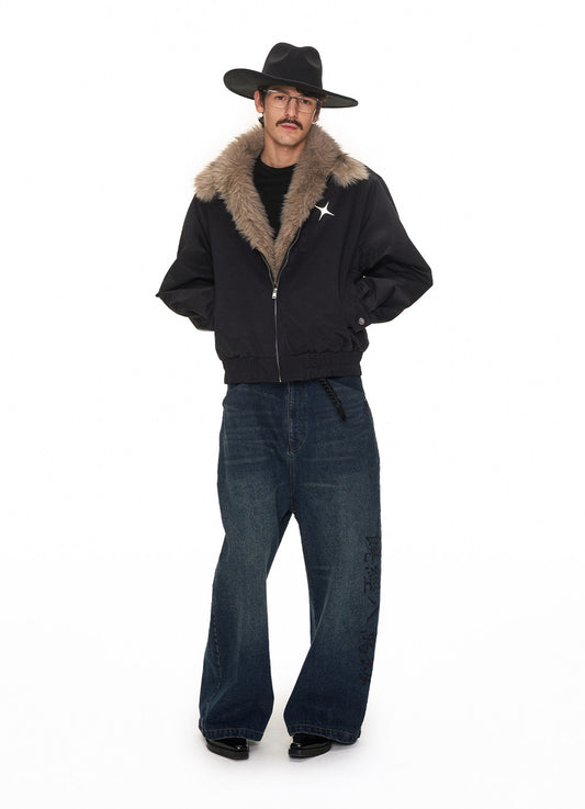 Basic Fur Collar Cotton Jacket
