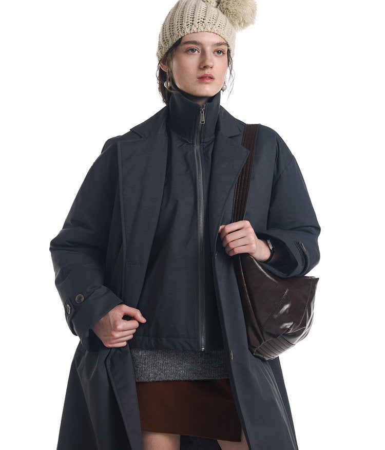 Faux Two-Piece Windproof Coat