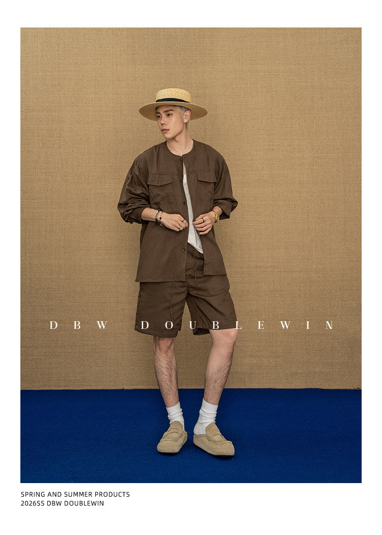 Linen-Blend Shirt Set