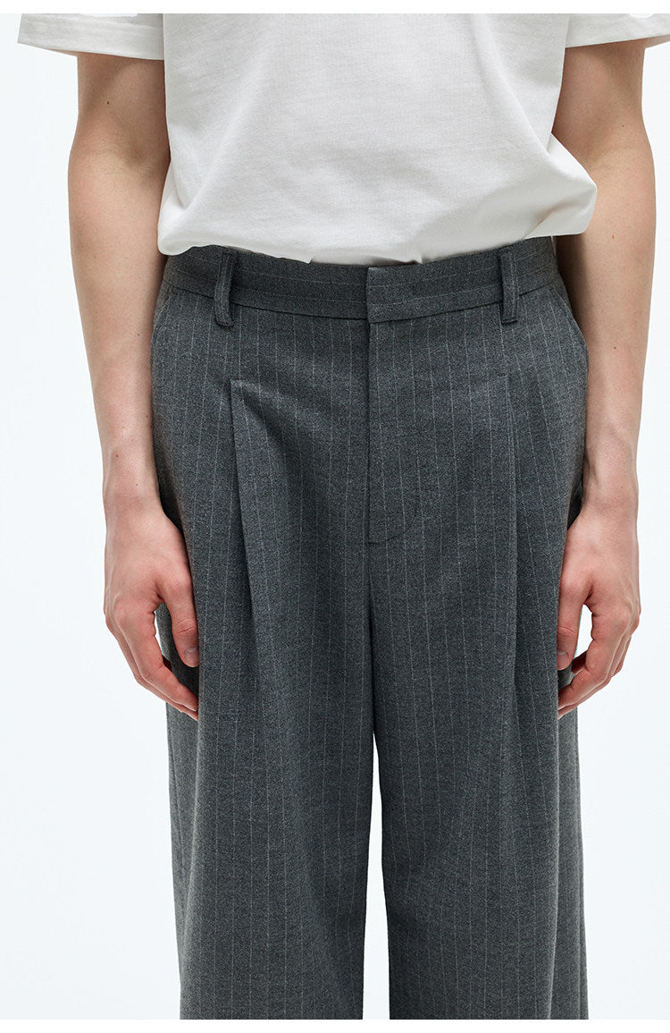 Single-Pleat Stretch Waist Casual Pants