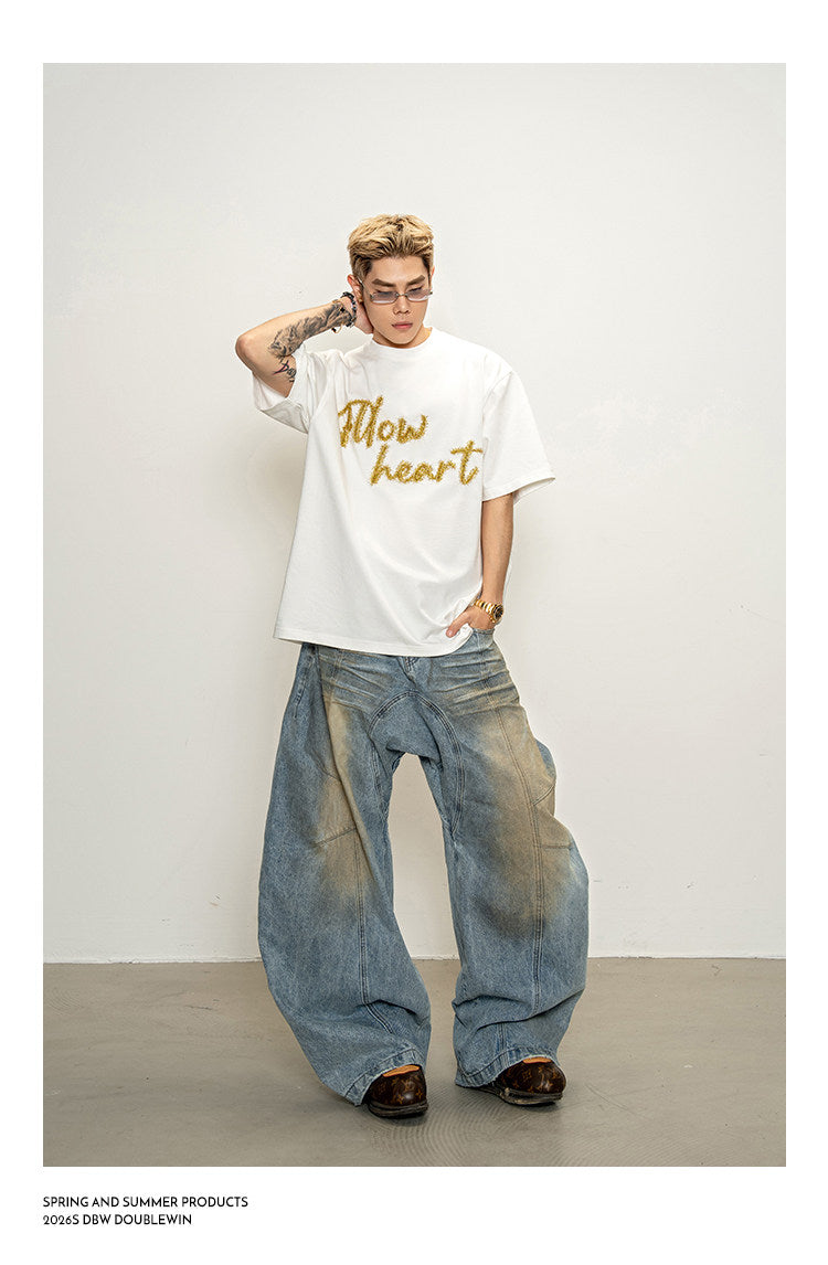 T-shirt with metallic embroidery