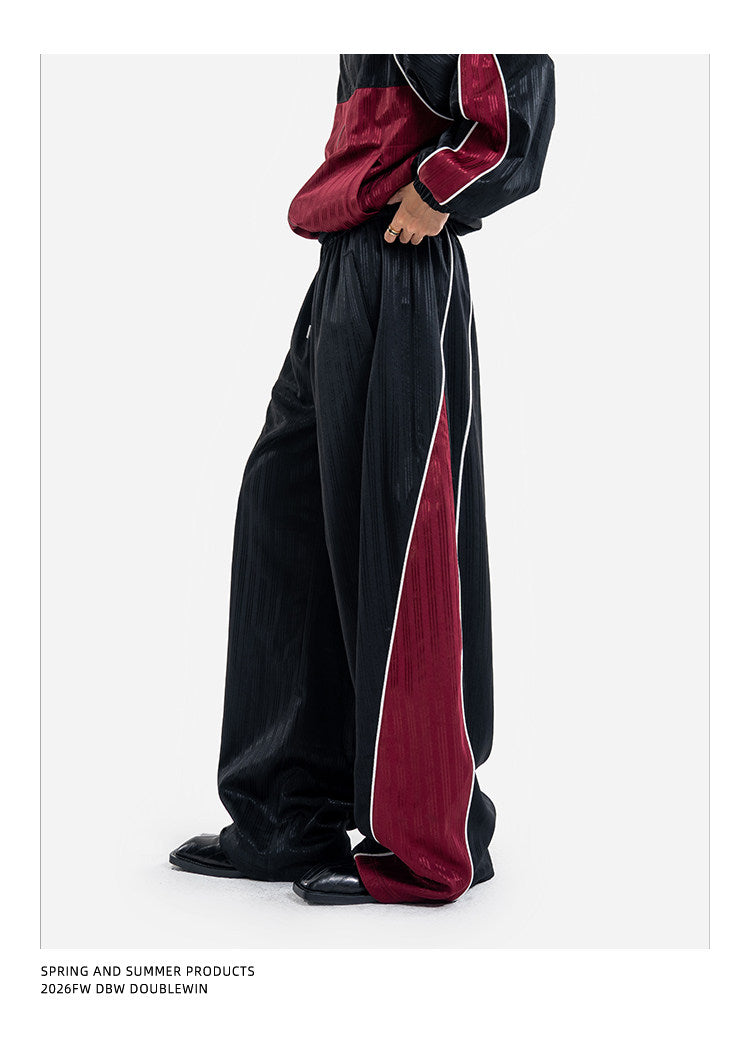 Color-Blocked Sporty Casual Pants Set
