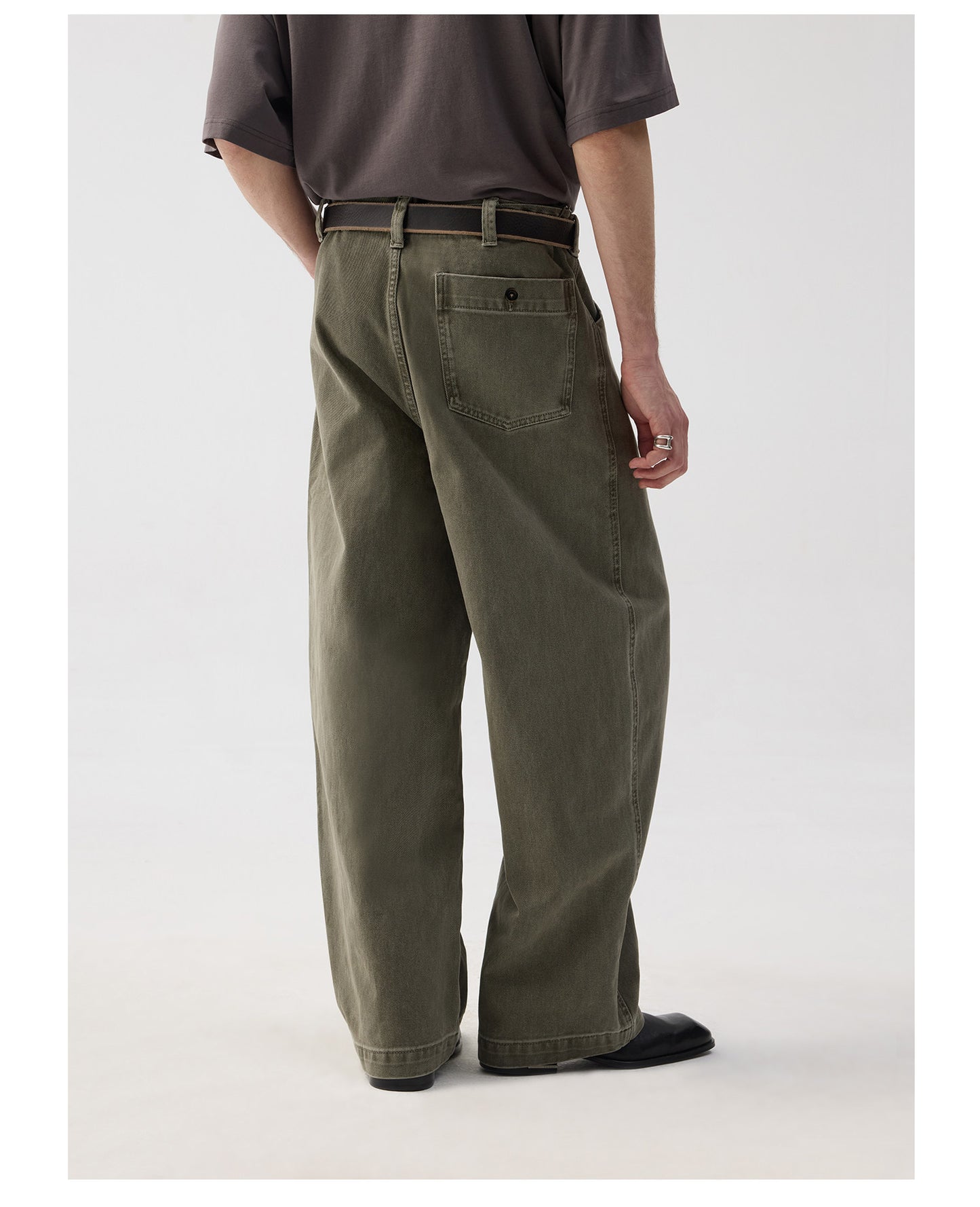 Adjustable waist loose-fit casual jeans