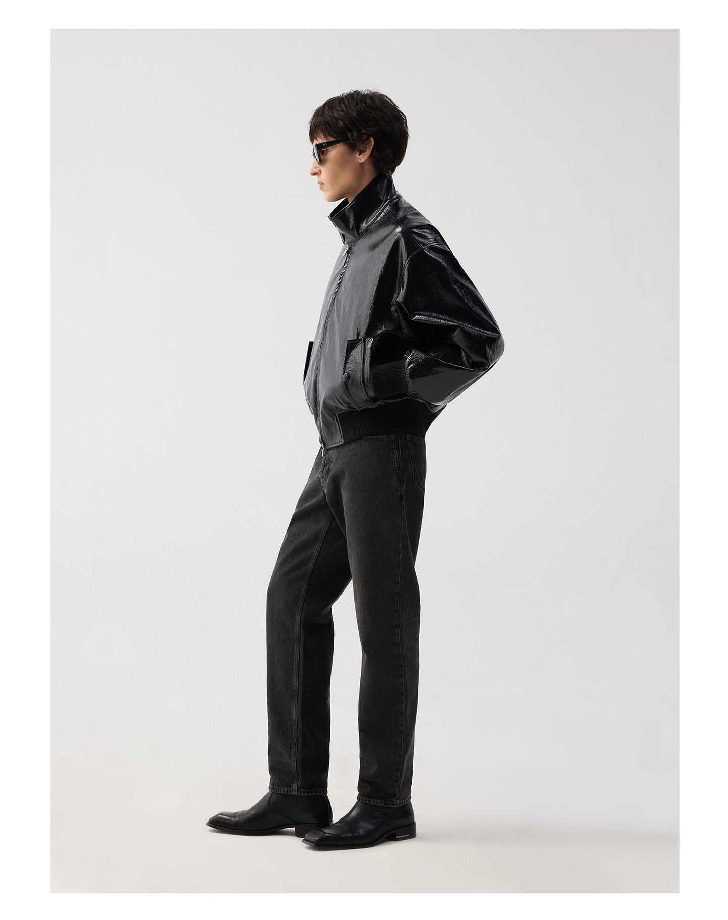 Metallic Fiber High-Neck Jacket