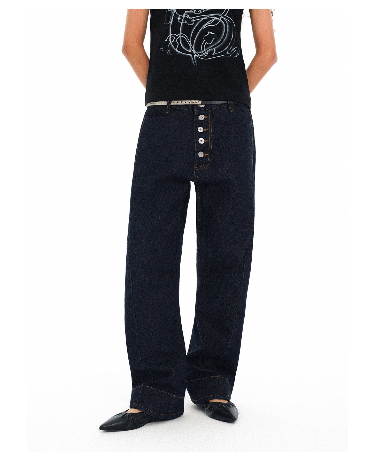 Casual Denim Pants with Five-Button Fly