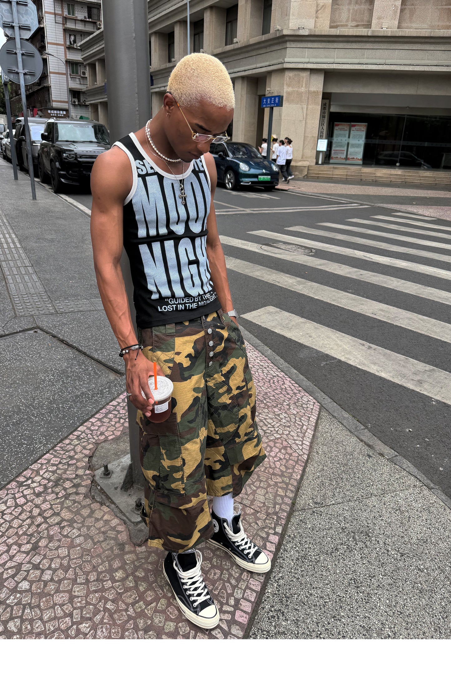 Camouflage-Patterned Workwear Quilted Shorts