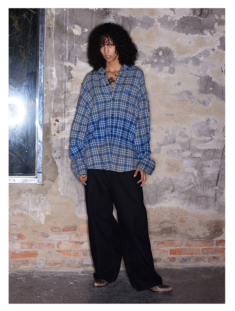 Washed Checked Oversized Shirt