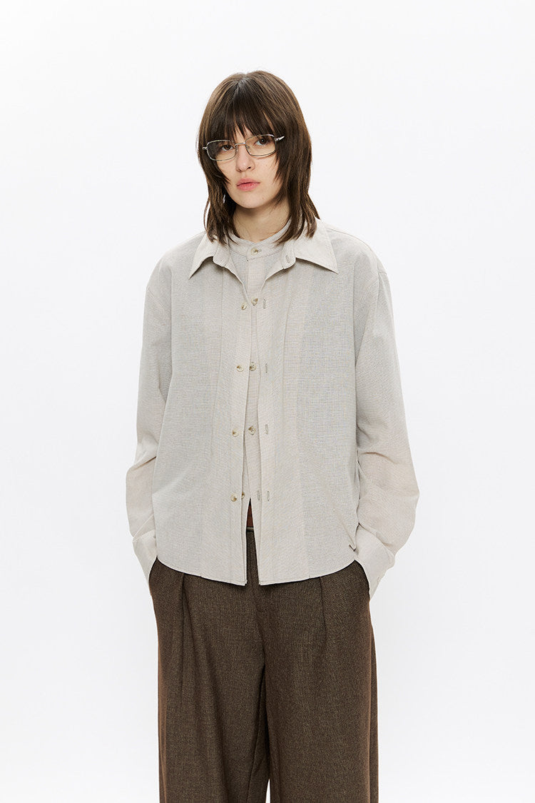 Faux Two-Piece Checkered Shirt