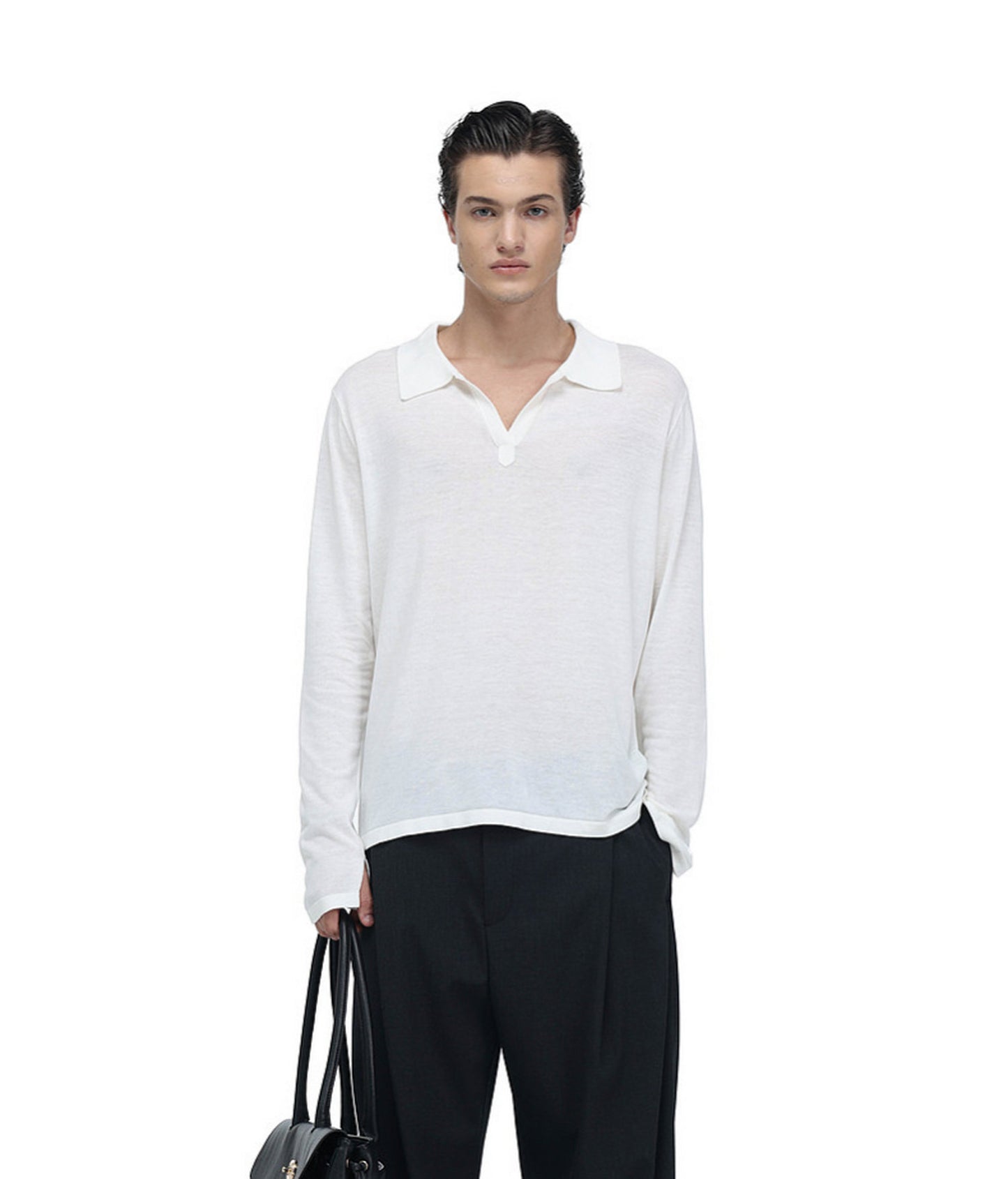 Linen-Blend Knit Polo Shirt