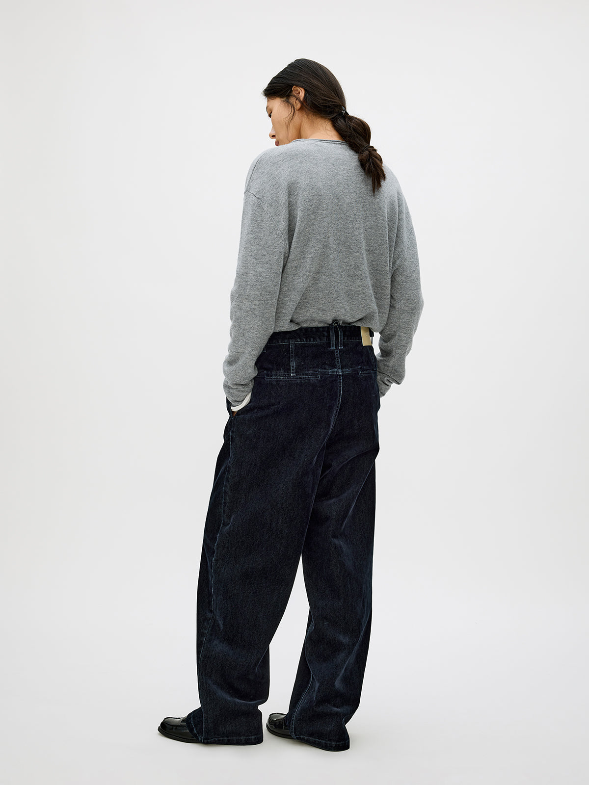 Adjustable Button Flock Denim Pants