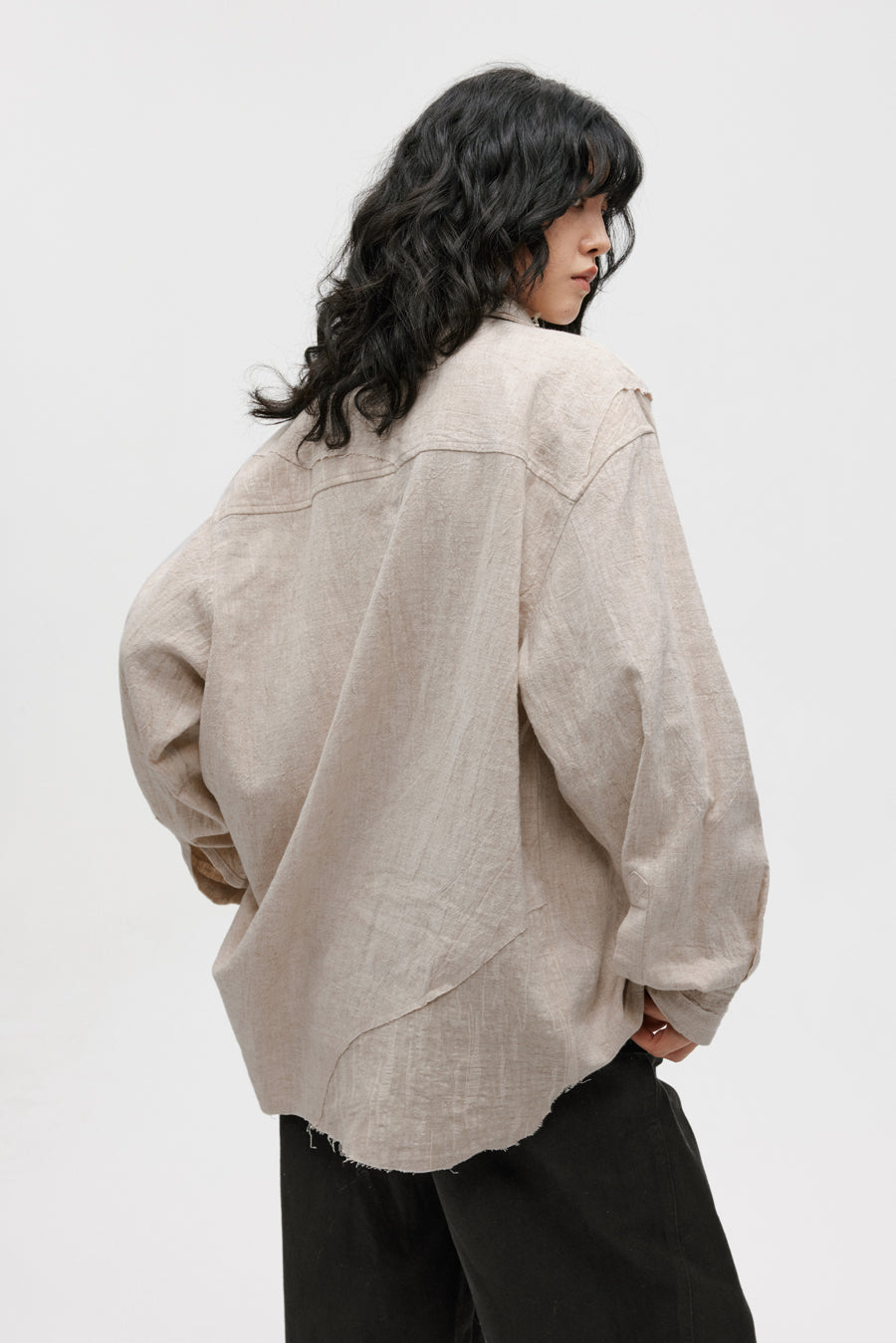 Raw-edge design jacquard shirt