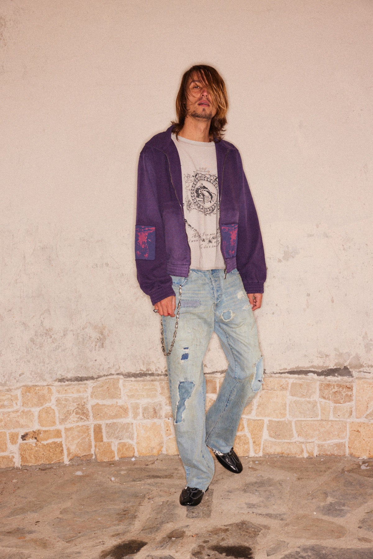 Appliqué Print Washed Sweatshirt