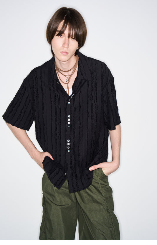 Jacquard textured multi-button shirt