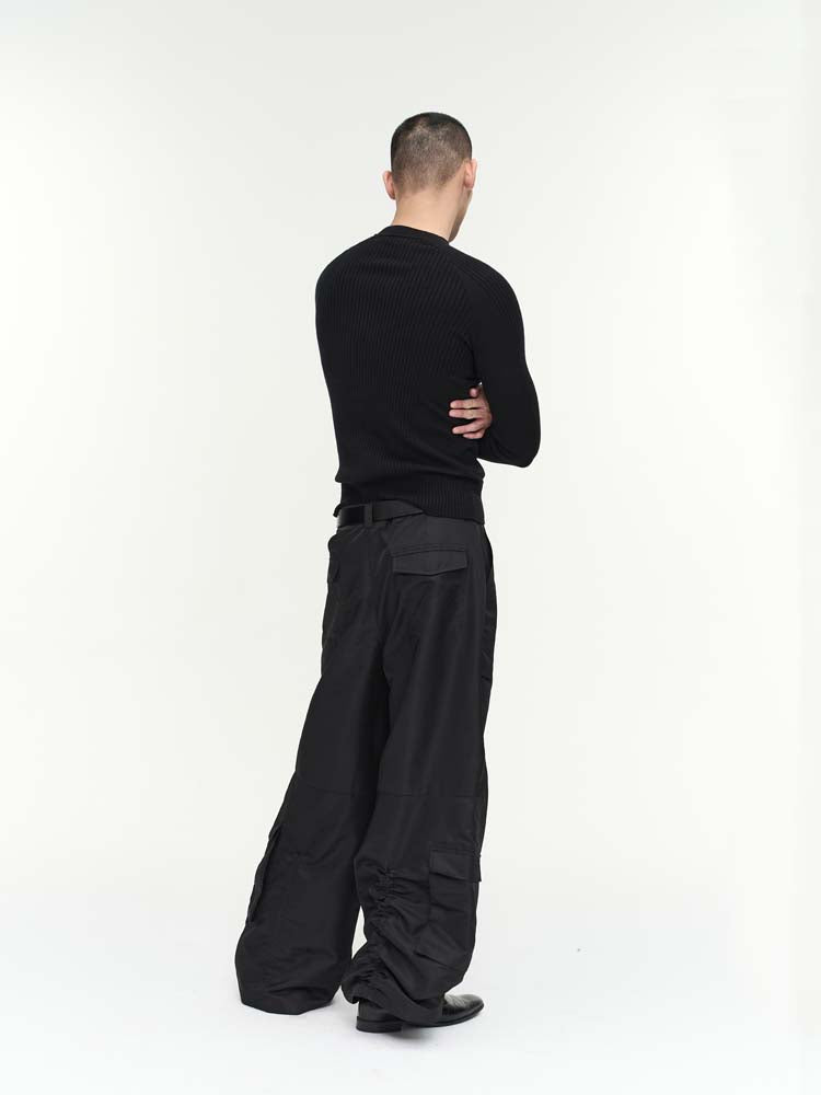 Nylon loose silhouette casual pants