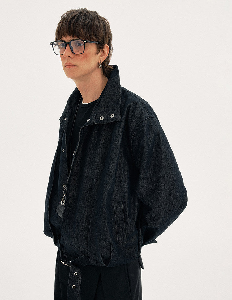 Retro Cut Harrington Denim Jacket