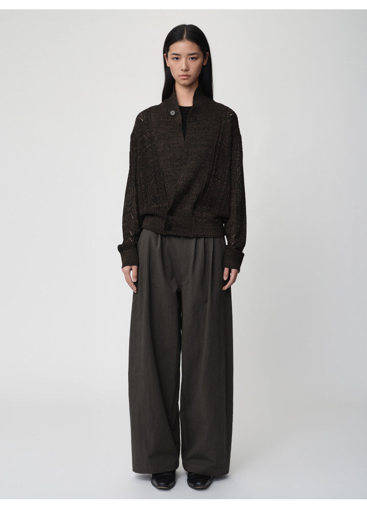 3D Cut A-Line Wide-Leg Pants