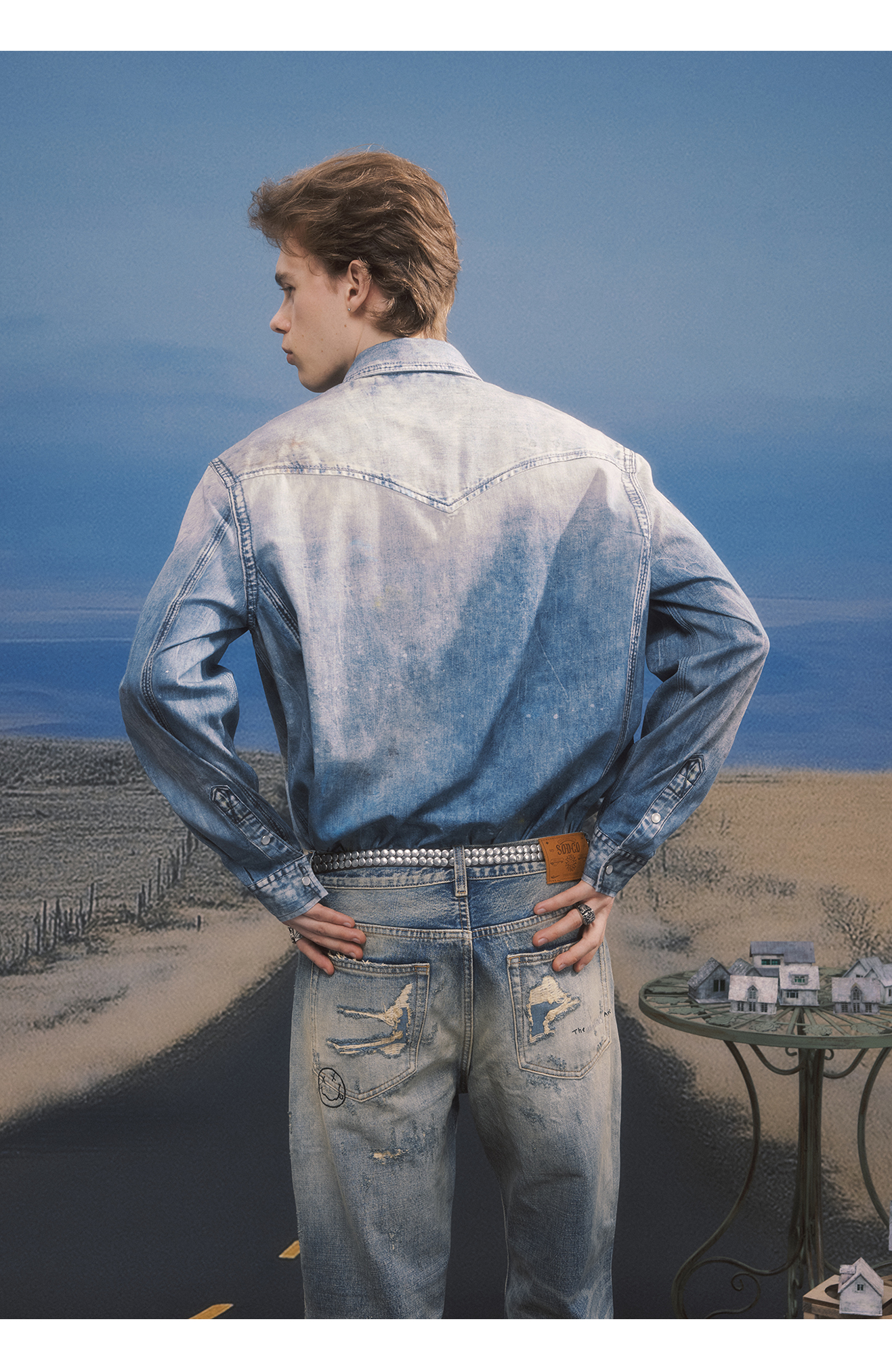 Digital-Print Denim Shirt