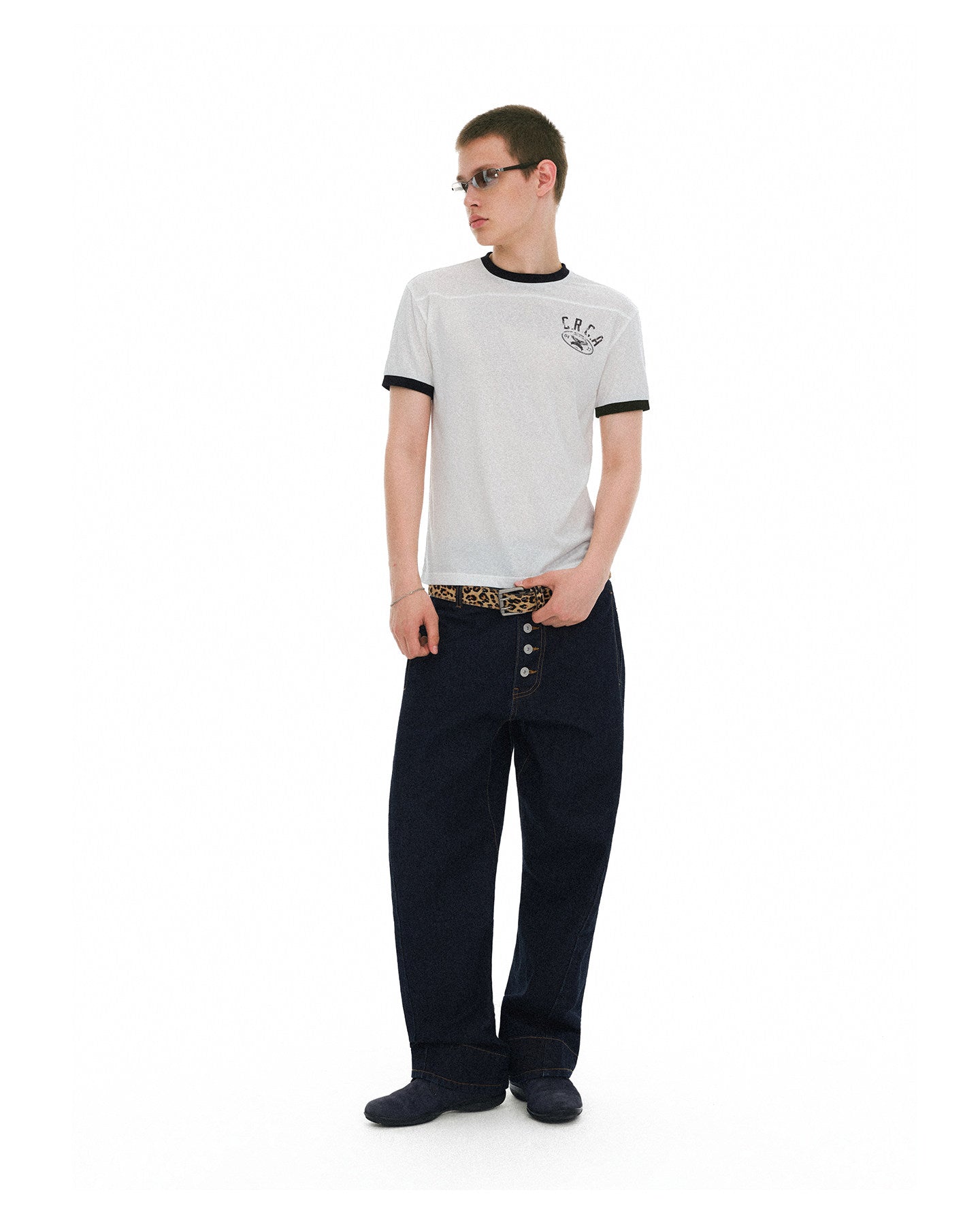 Color-Block Retro Lightweight Linen Jersey T-Shirt