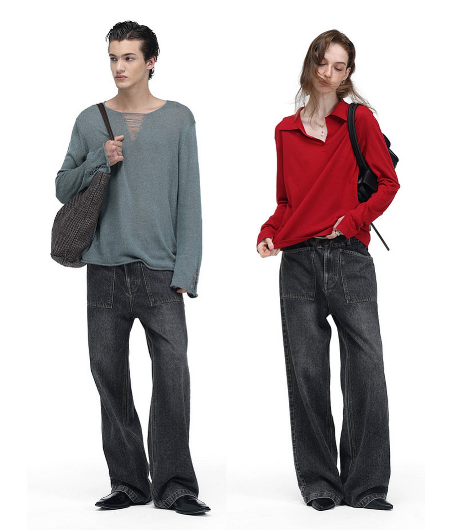 Wash-Mat Mid-Rise Straight-Leg Jeans