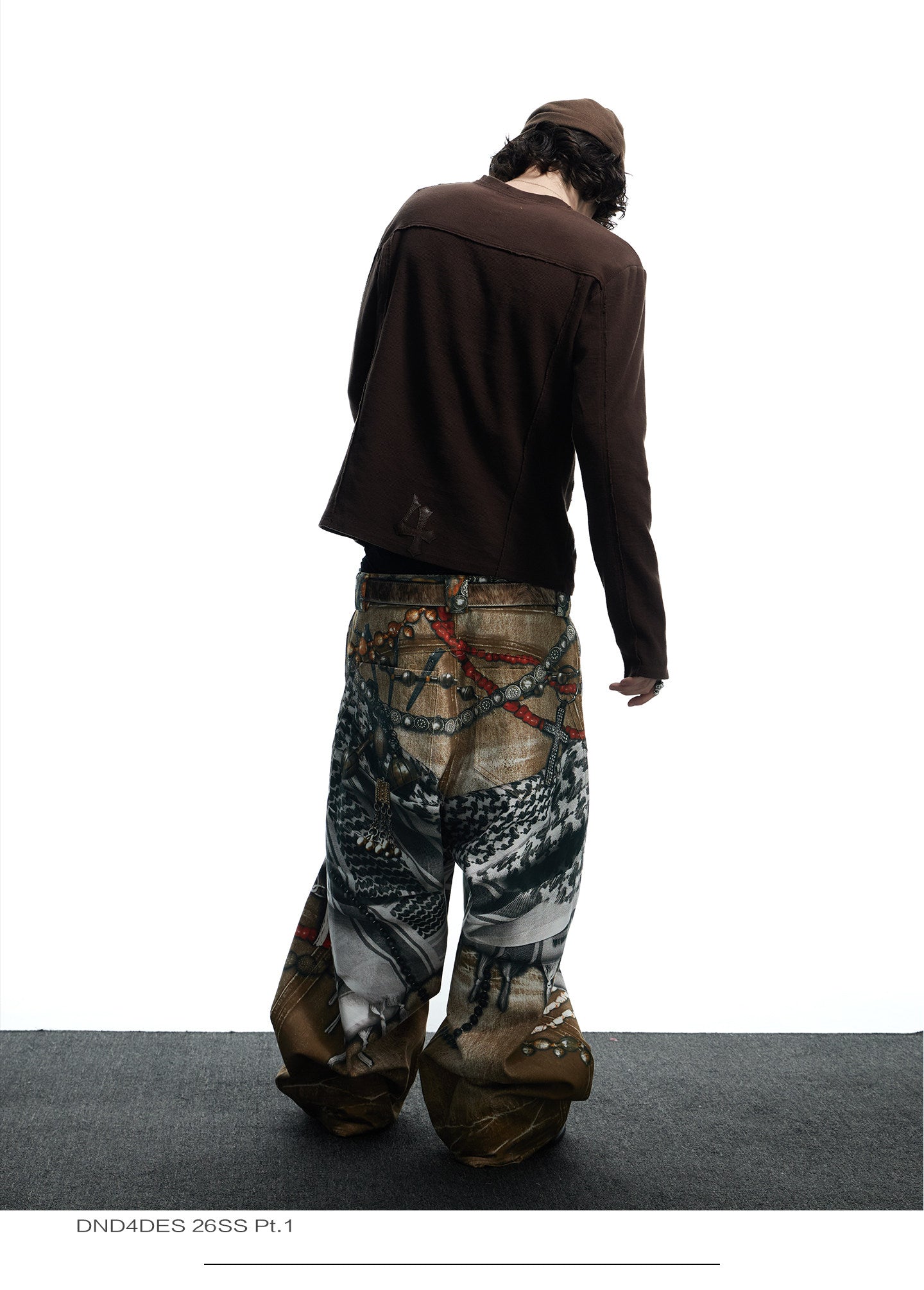 Distressed Finish 3D Printed Baggy Jeans