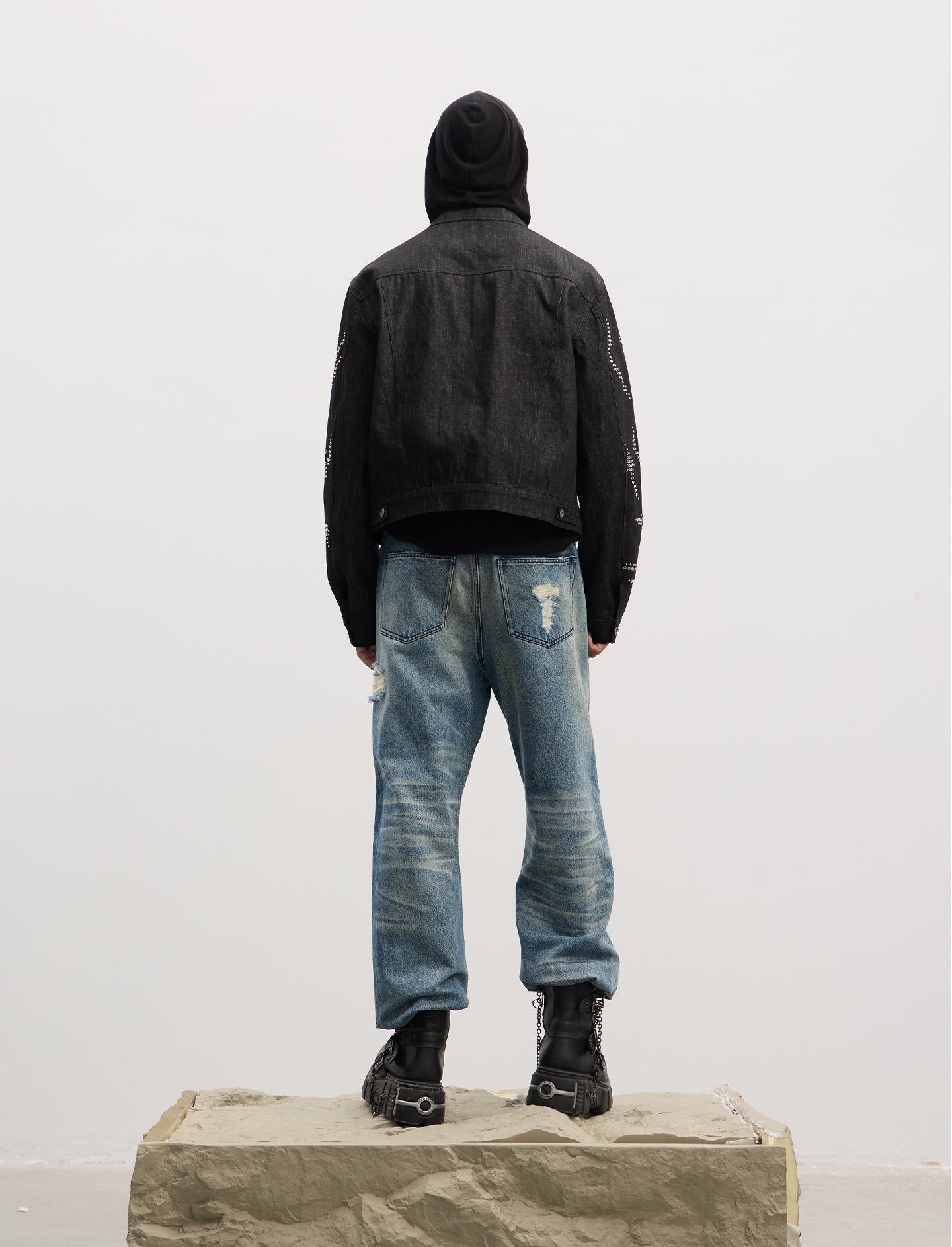 Iron-finished Straight Flare Jeans