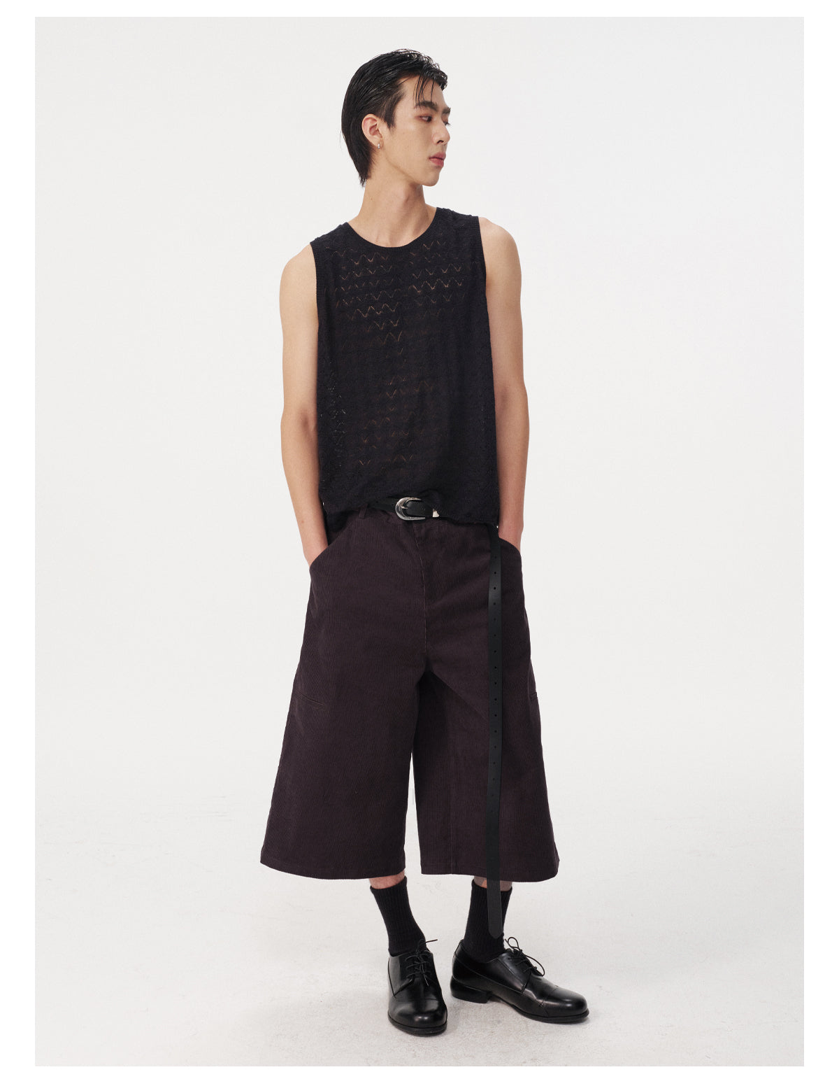 Striped corduroy cropped pants