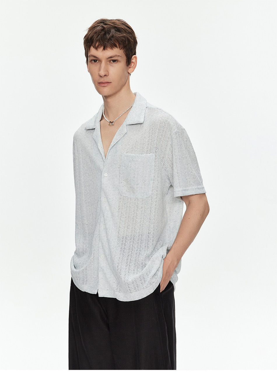 Cuban-Collar Sheer Shirt