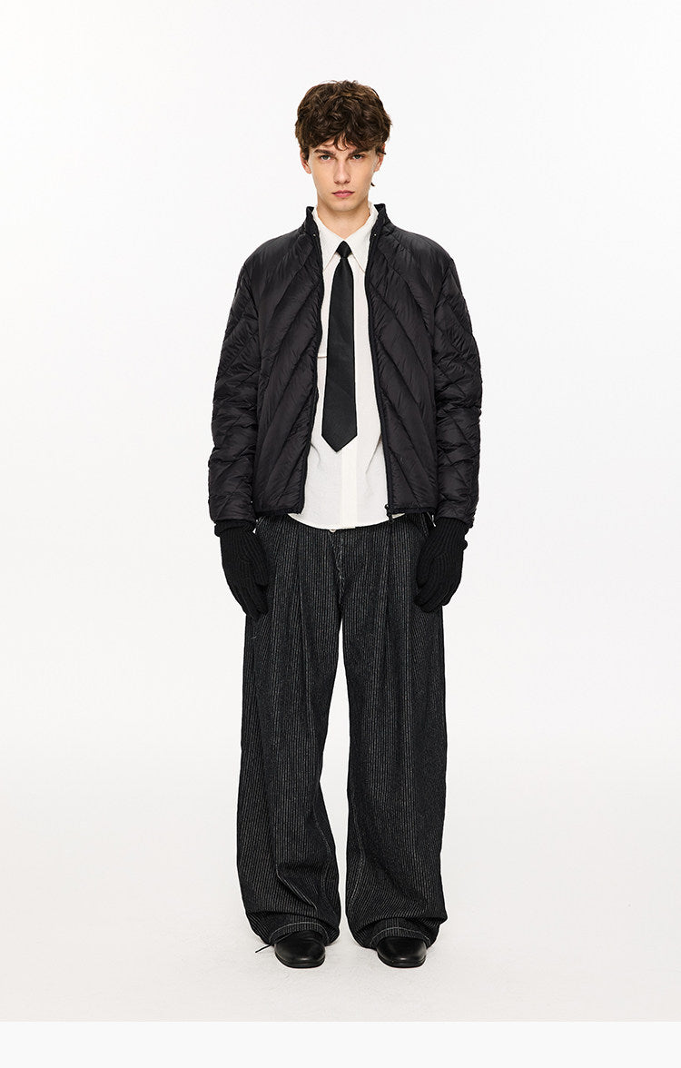 Rib-knit lightweight down jacket