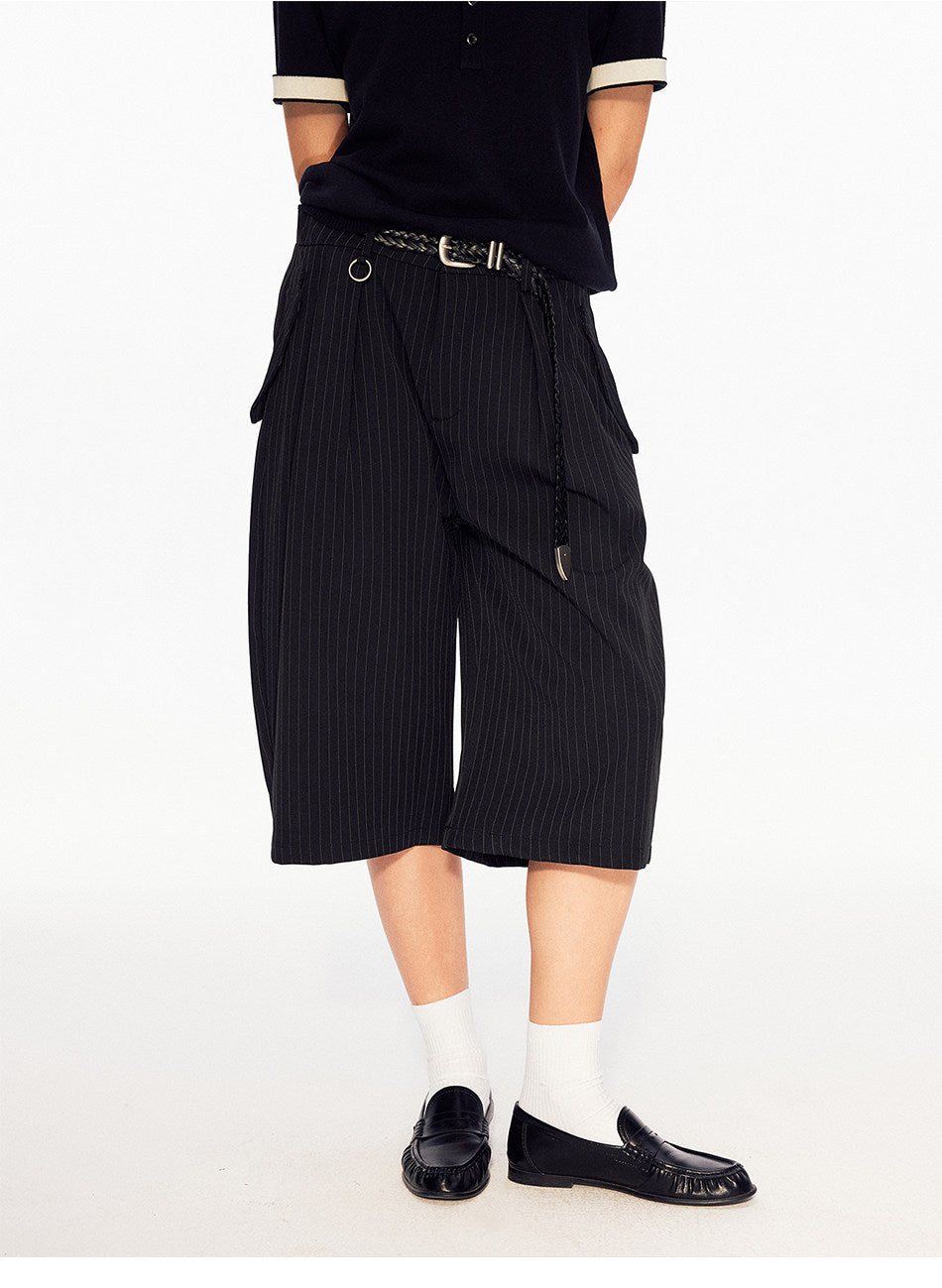 Striped Pleated Shorts