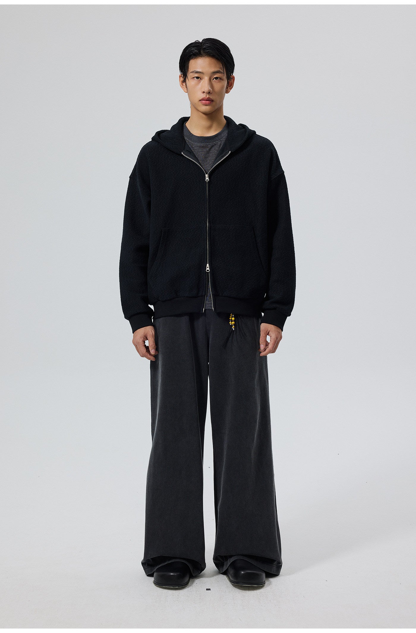 Button-down hooded sweatshirt