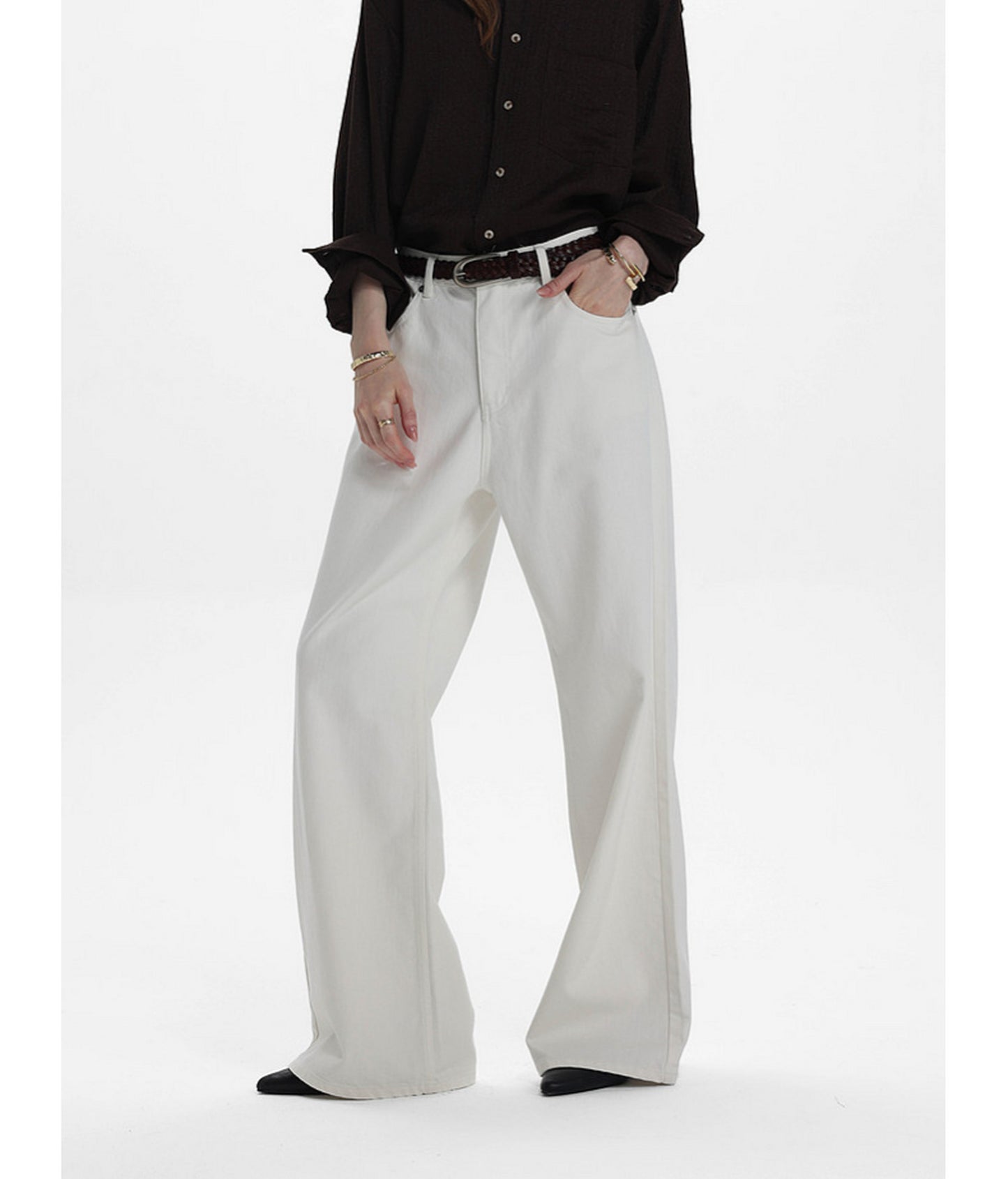 Low-Waist Straight-Leg Casual Pants