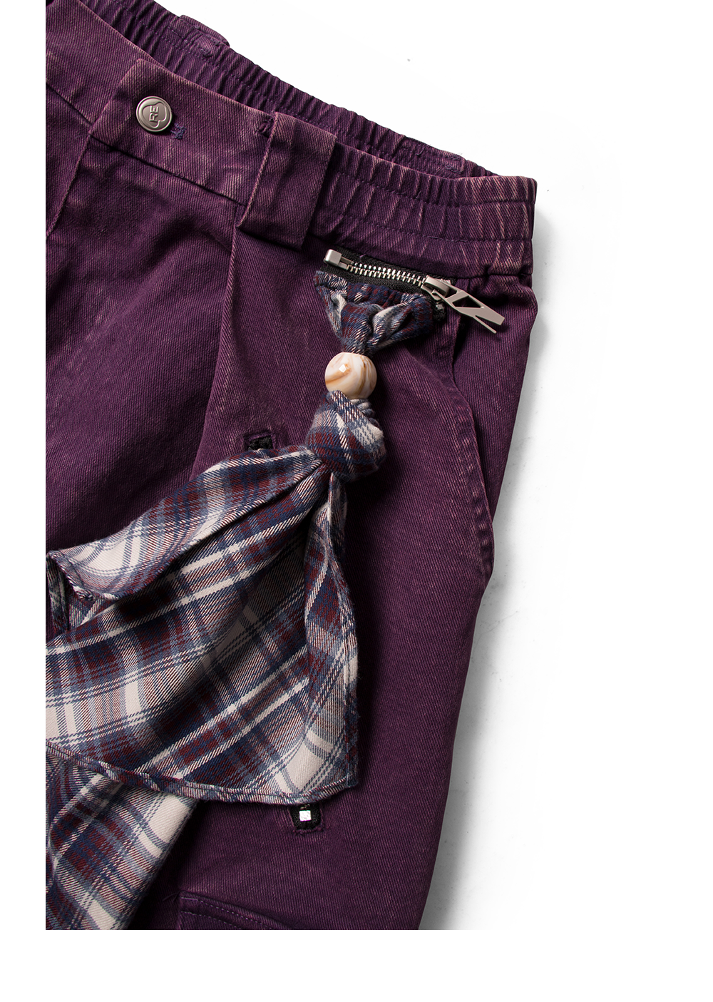 Cropped pants with detachable scarf