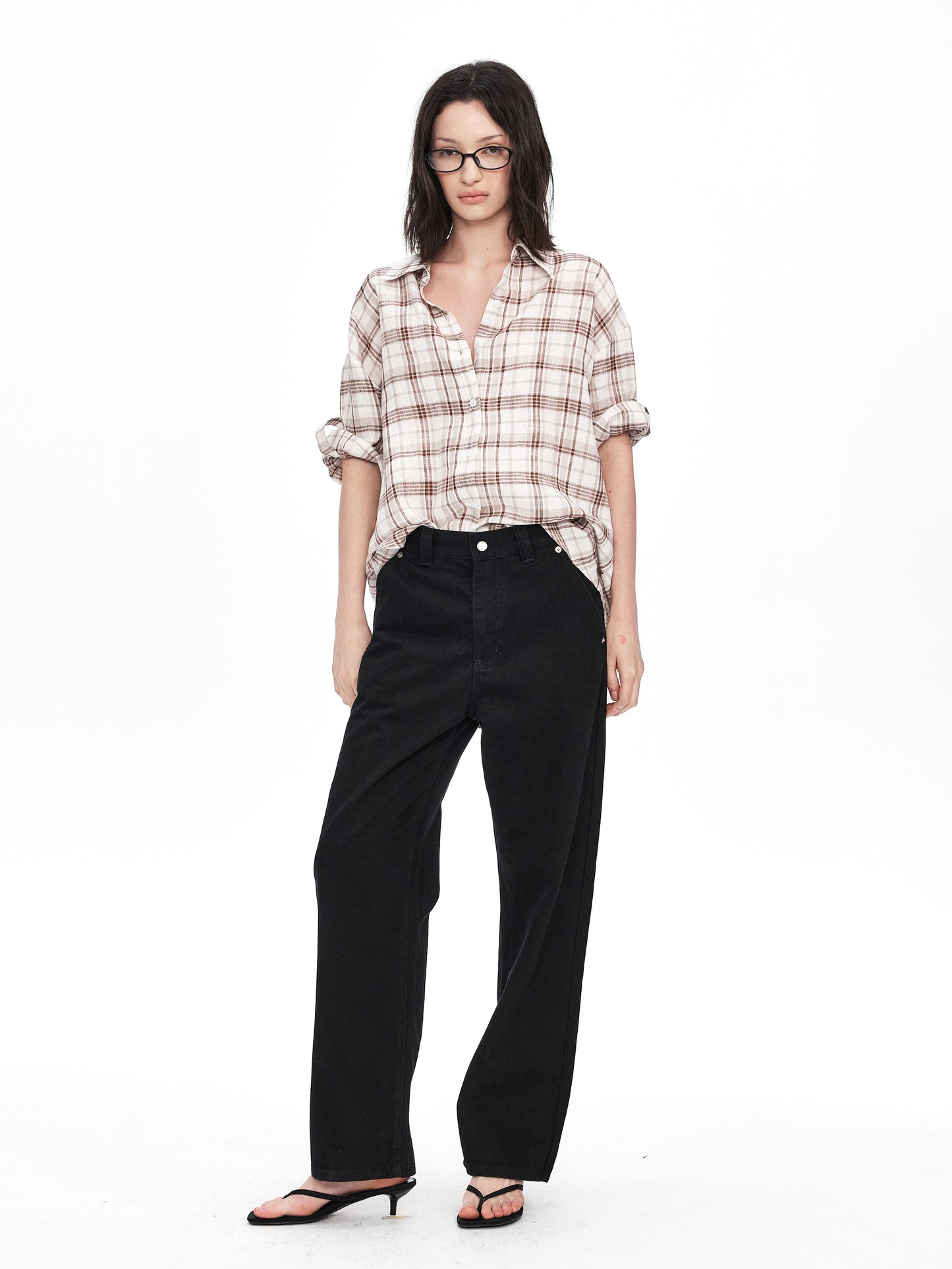 Lightweight Checkered Shirt with Rolled Sleeves