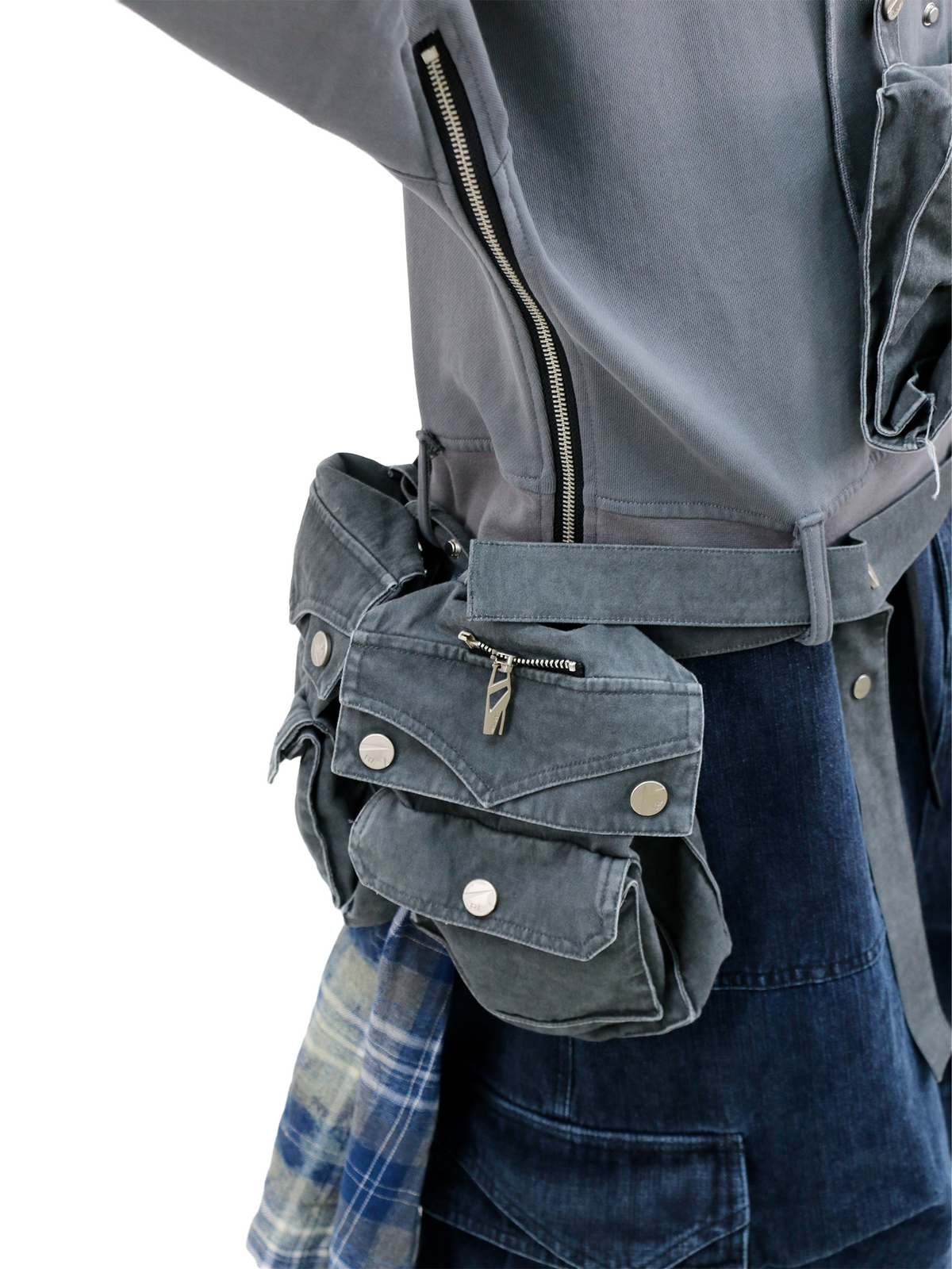 Adjustable Zipper Denim Belt Bag
