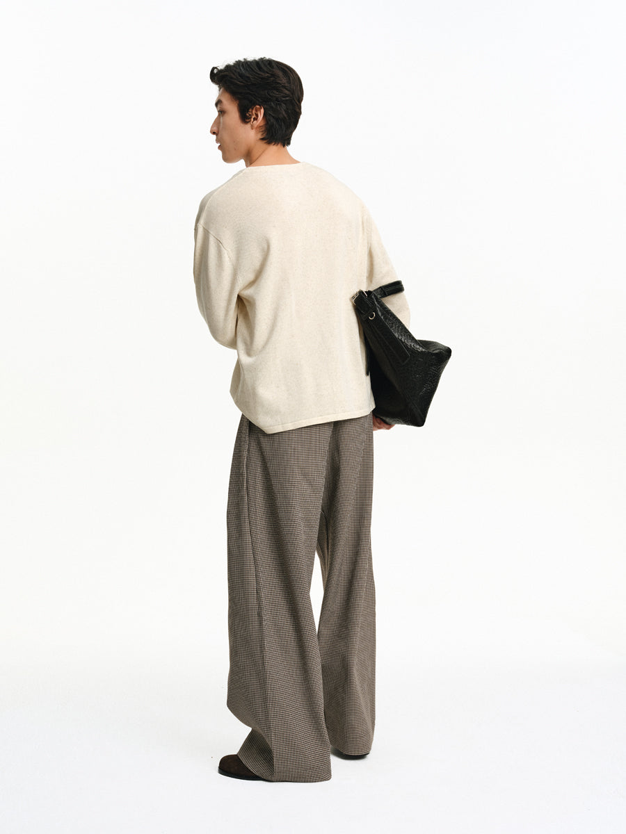 4-Pleat Wide-Leg Pants