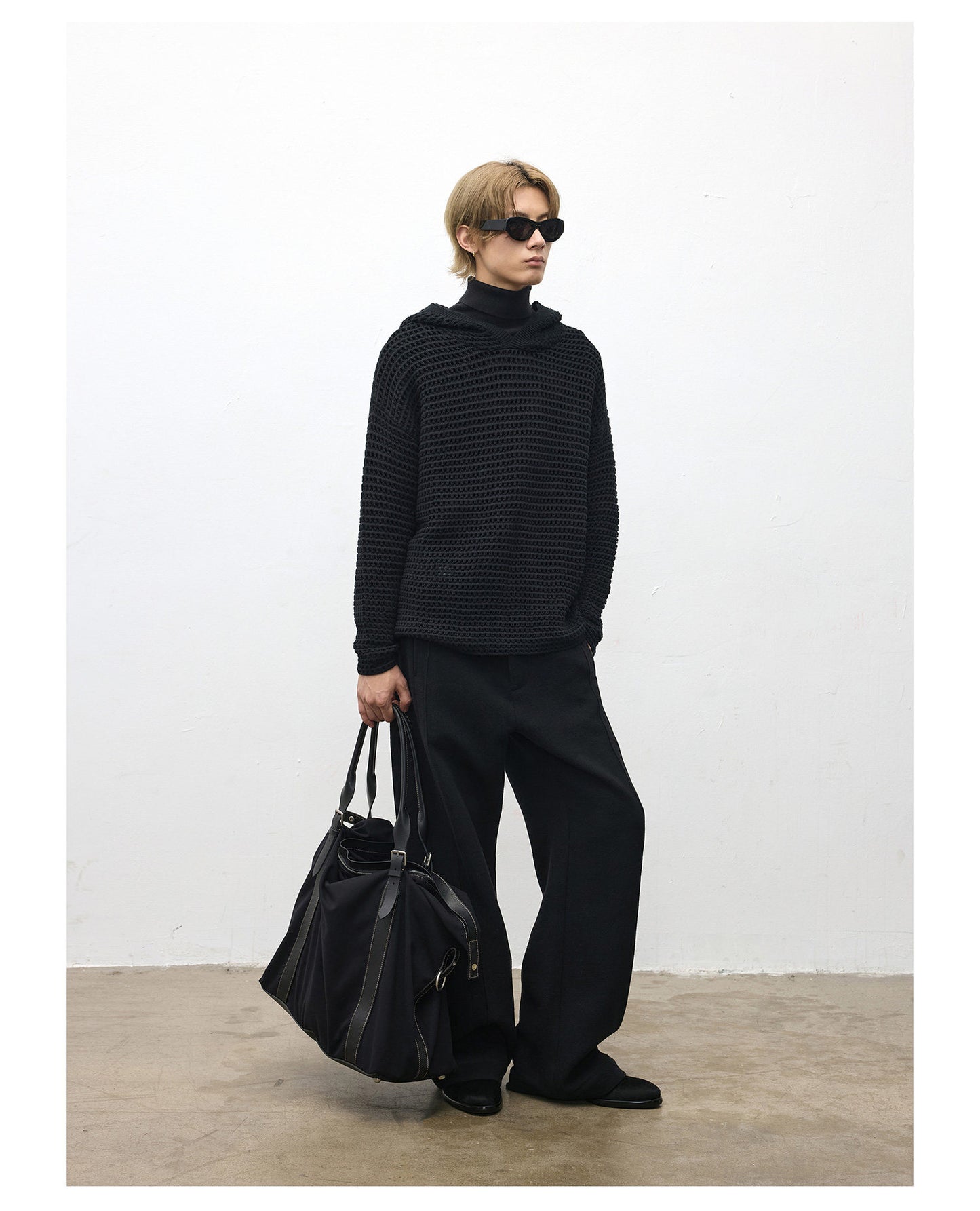 Mesh Hooded Oversized Sweater