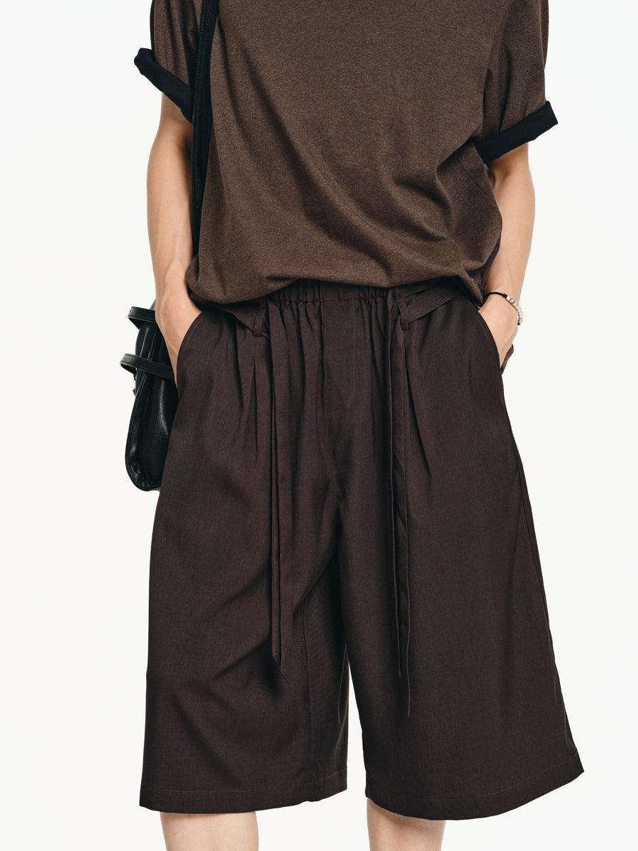 A-line Elastic Double Belt Shorts