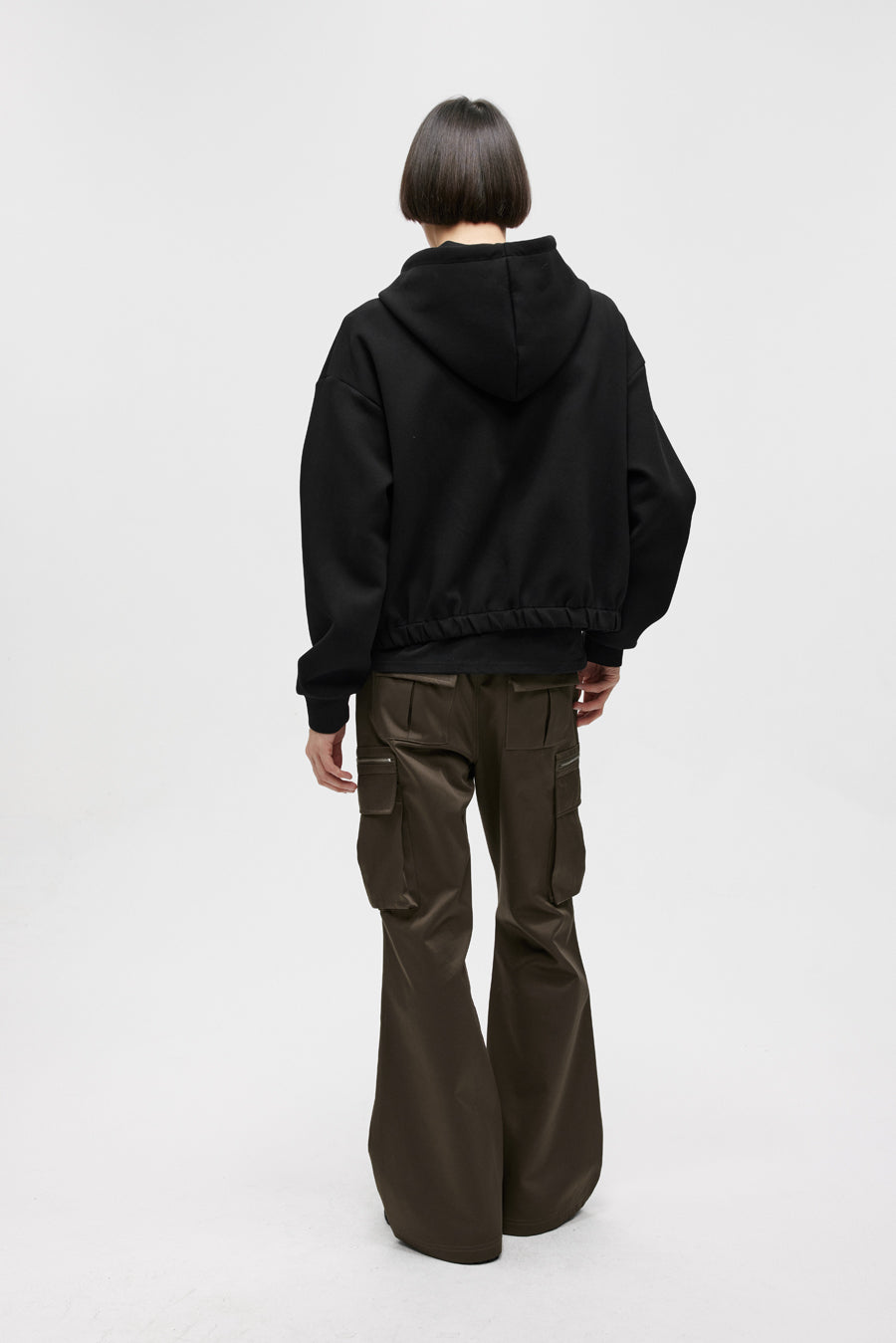 Pleated Air Layer Hooded Sweatshirt